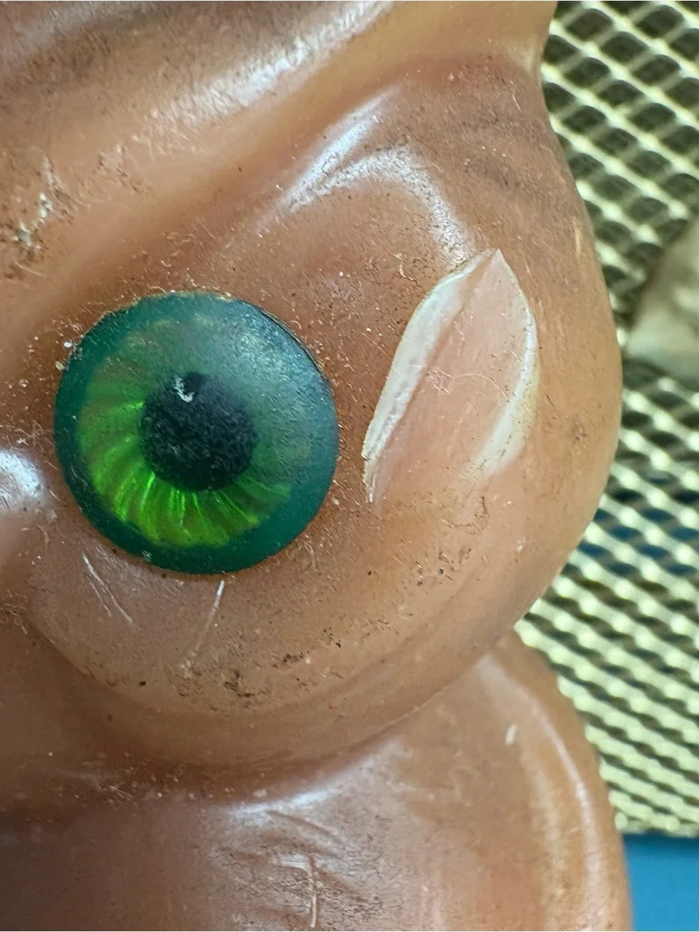 Vintage 70’s Brown Owl Candle with Green Eyes